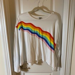 ASOS crop long sleeve rainbow tee